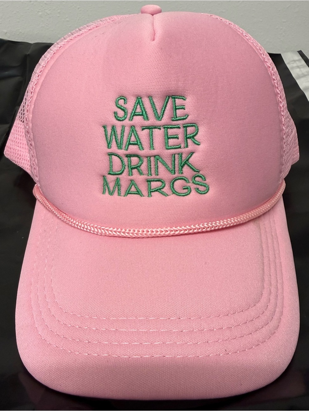 Pink "Save Water Drink Margs" Embroidered Trucker Hat